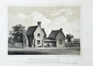 Lenton Station, Nottingham og Mansfield Railway c1848 (tonet litografi på papir)