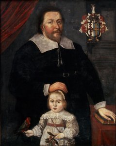 Sir Edward Lawrence med sønnen sin og en papegøye av W. (attr. to) Flesshier