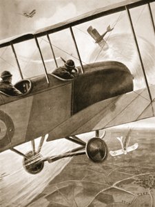 Kaptein Bell-Irving engasjerer tre av fiendens fly av W. Avis