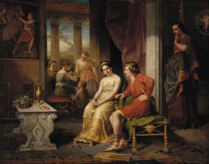 The Last Days of Pompeii: Glaucus and Ione (olje på lerret) av W. Colby