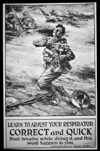 American Army-plakat som advarer om gassangrep av W. G. (after) Thayer