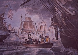 Slaget ved Lake Erie (farge litho)