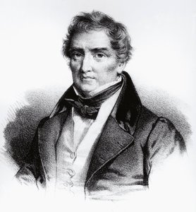 Portrett av Francois Joseph Victor Broussais (1772-1838) fransk lege, gravering