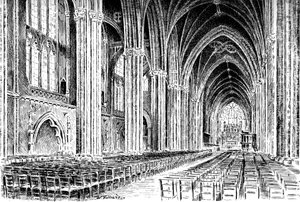 Interiør i Bristol Cathedral, 1908-1909. av W. Gilliard