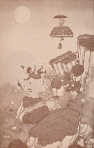 Hvordan oppfinneren av flyet først fikk ideen under et skred, c1918 1919 av William Heath Robinson