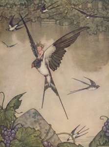 Ja, jeg vil gå med deg! Sa Tommelise, c1930 av William Heath Robinson
