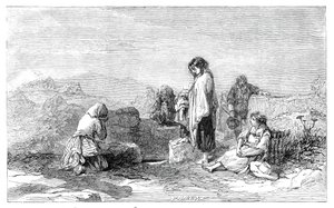 Pilgrims to the Holy Well - av F.W. Topham - fra den nye akvarellutstillingen, 1845. av W. J. Linton