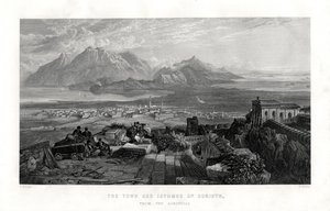 Byen og isthmus av Korint fra Akropolis, Hellas, 1887