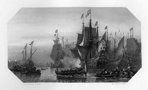Piet Pieterszoon Hein henter inn sølvflåten, Nederland, 1629 c1870