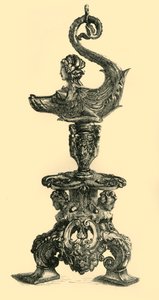 Lampe i form av sfinkslignende havskapning, c1510-1530, 1881. av W. W. McCarty