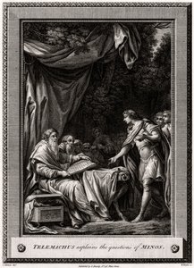 Telemachus forklarer spørsmålene til Minos, 1776 av W. Walker