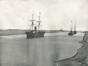 Skip på Suez-kanalen, Kantara, Egypt, 1895.