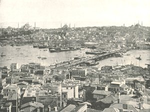 Galata-broen over Det gylne horn, Konstantinopel, Det osmanske riket, 1895.