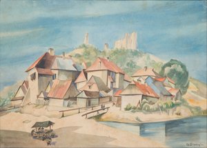 Utsikt over Kazimierz ved elven Vistula av Władysław Skoczylas