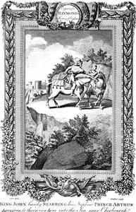 Kong John 1167-1216 knivstikker nevøen sin prins Arthur, 1800-tallet.