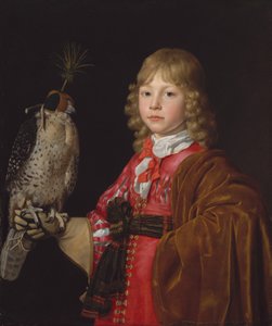 Portrett av en gutt med en falk.
