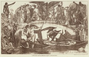 Tegneserie for "The Bridge of Life" (gravering) av Walter (after) Crane