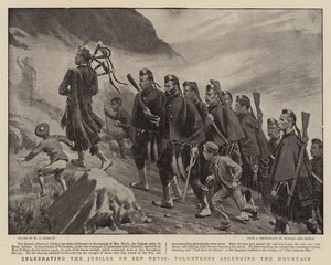 Feirer jubileet på Ben Nevis, frivillige som bestiger fjellet av Walter Charles Horsley