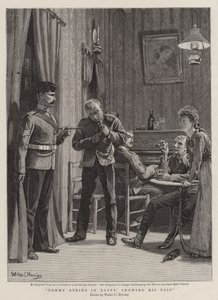 Tommy Atkins i Egypt, viser passet sitt av Walter Charles Horsley