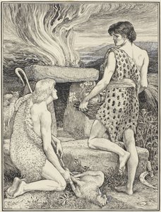 Kain og Abel av Walter Crane (signed by artist)