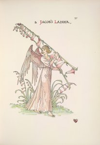 En Jakobsstige. En engel som holder en stige laget av planter av Walter Crane