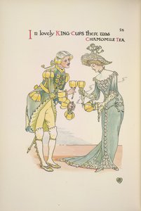 En mann og en kvinne holder kopper kamillete av Walter Crane