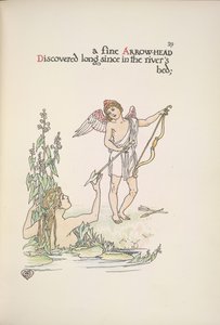 En engel som holder en pil, og en dame i en elv eller innsjø av Walter Crane