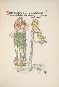Smørblomstgull og krukkeplante. To unge kvinner av Walter Crane
