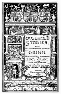 Forside av 'Household Stories', av brødrene Grimm, utgitt av Macmillan und Co., 1882 av Walter Crane