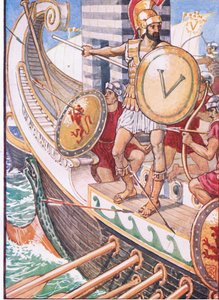 Han ble et mål for hver pil, illustrasjon fra The Story of Greece, 1930-tallet av Walter Crane