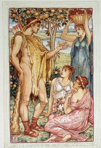 Herkules (Herakles) og nymfene - i "" En vidunderbok for jenter og gutter"" av Walter Crane av Walter Crane