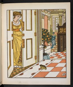 Illustrasjon for froskeprinsen. av Walter Crane