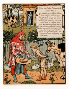 Jack selger kua for bønner, fra The Blue Beard Picture Book, pub. 1879 fargelitografi, 1879. av Walter Crane
