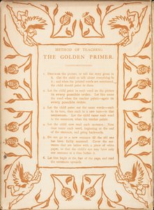 Metode for å lære den gylne grunningen. Blomsterkant, med kjeruber. av Walter Crane