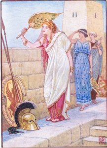 Ofte sto hun på veggene til Troja, illustrasjon fra The Story of Greece, 1930-tallet av Walter Crane