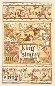 Rimeord som slutter på bokstaven G. Blackbirds in a pie. En vaskesnor. Den gylne grunningen. av Walter Crane
