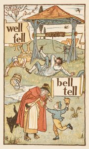 Rimeord som slutter på bokstaven L. En gutt med en bjelle. En gammel kvinne og katten hennes. Den gylne grunningen. av Walter Crane
