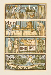 Rimende ord som slutter på bokstaven N . Den gylne grunningen. av Walter Crane