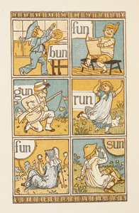 Rimende ord som slutter på bokstaven N. The Golden primer. av Walter Crane