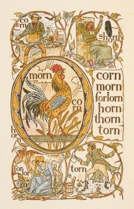 Rimeord som slutter på bokstaven N. For å illustrere bruken av bokstaven O. The Golden primer. av Walter Crane