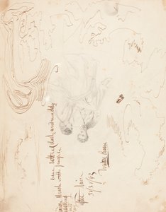 Skisse av et par sittende med skystudier [verso] av Walter Crane