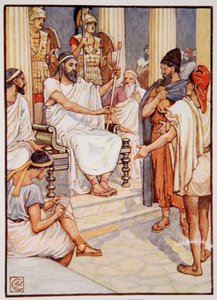 Solon frigjør en slave, ca. 595, illustrasjon fra The Story of Greece av Mary Macgregor av Walter Crane