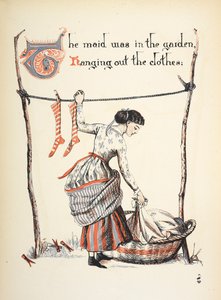 Stuepiken var i hagen og hengte ut klærne. av Walter Crane