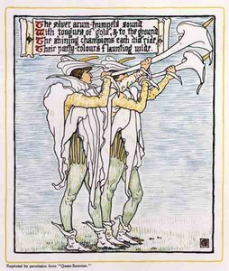 Trompetister med liljer, fra Queen Summer av Walter Crane