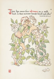 To figurer som kysser kledd som roser av Walter Crane