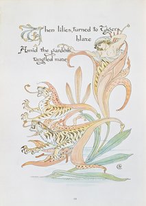 'When lilies turned to Tiger Blaze', illustrasjon til 'Flora's Feast, A Masque of Flowers' av Walter Crane
