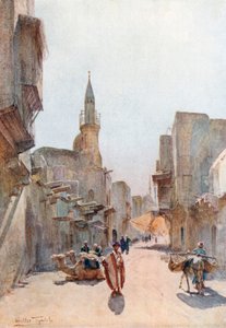 En gate nær citadellet, Kairo (fargelitografi)