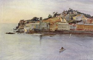 Halvøya, Sestri Levante (farge litho) av Walter Frederick Roofe Tyndale