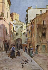 La Piazza, Sestri Levante (farge litho) av Walter Frederick Roofe Tyndale