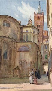 Romansk kirke, Albenga, Italia (farge litho) av Walter Frederick Roofe Tyndale